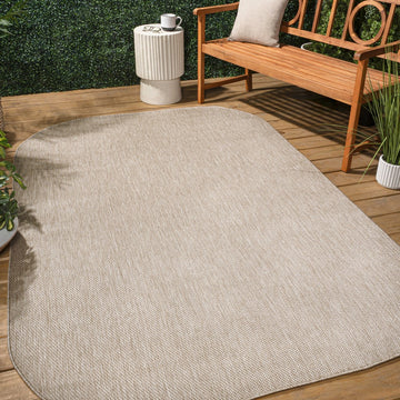 Miles Modern Minimalist Radius Corner Solid Indoor/Outdoor Area Rug